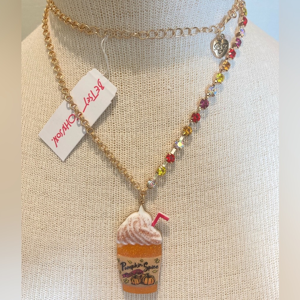 NWT Betsey Johnson pumpkin spice latte necklace - Picture 4 of 14